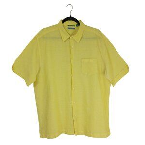 Cubavera Shirt 100% Linen Mens Button-Up Short Sleeve Size XL Yellow